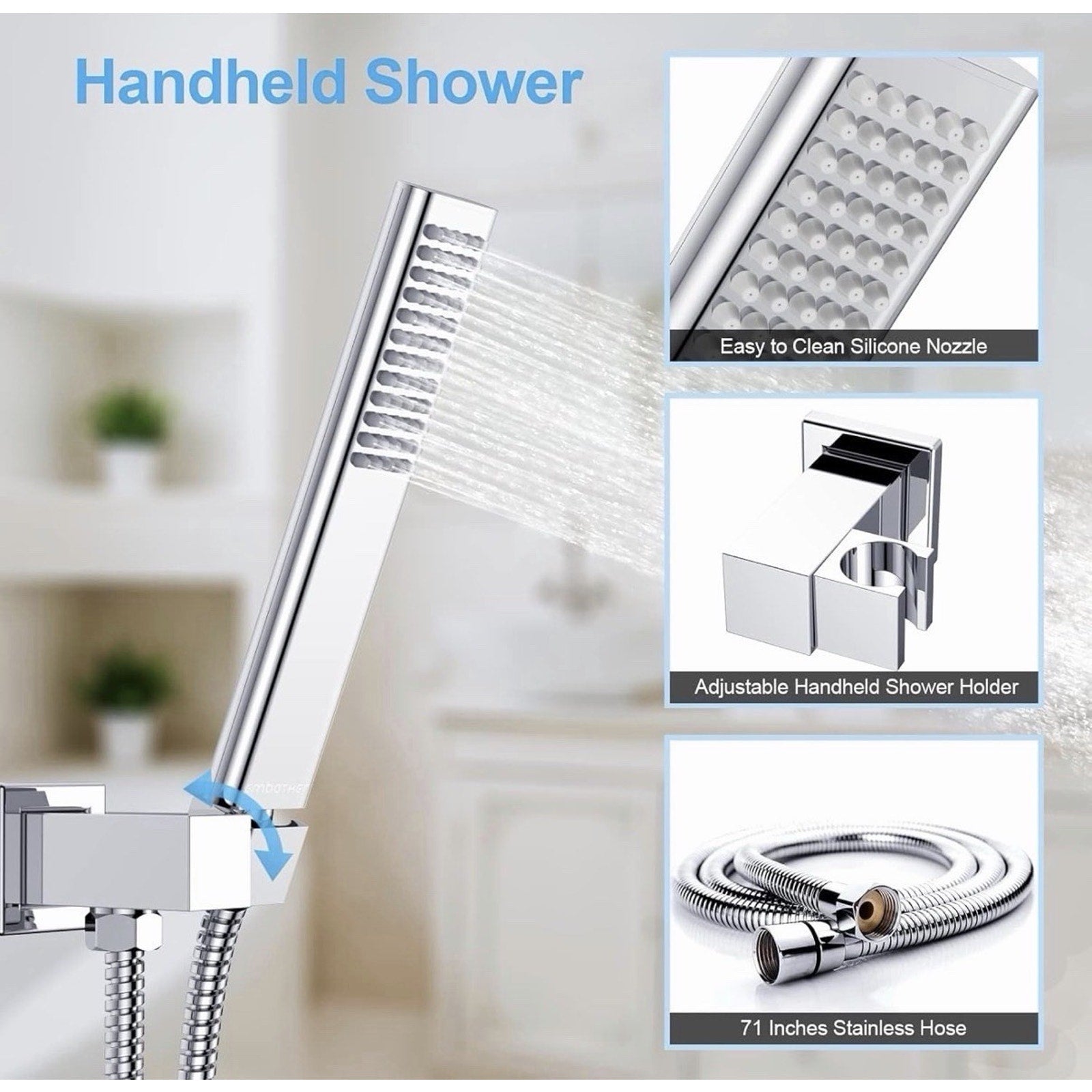 Rain Shower System Shower Faucets Sets Complete with Polished Chrome 10 Inch