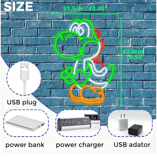 Anime Neon Sign Dinosaurs Neon Sign Dimmable LED Neon Lights for Bedroom Wall