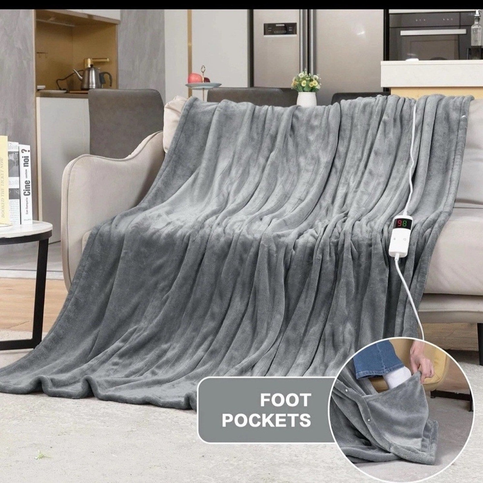 Electric Heated Blanket Throw 50'x62'' Fleece Heating Blanket Machine Wash