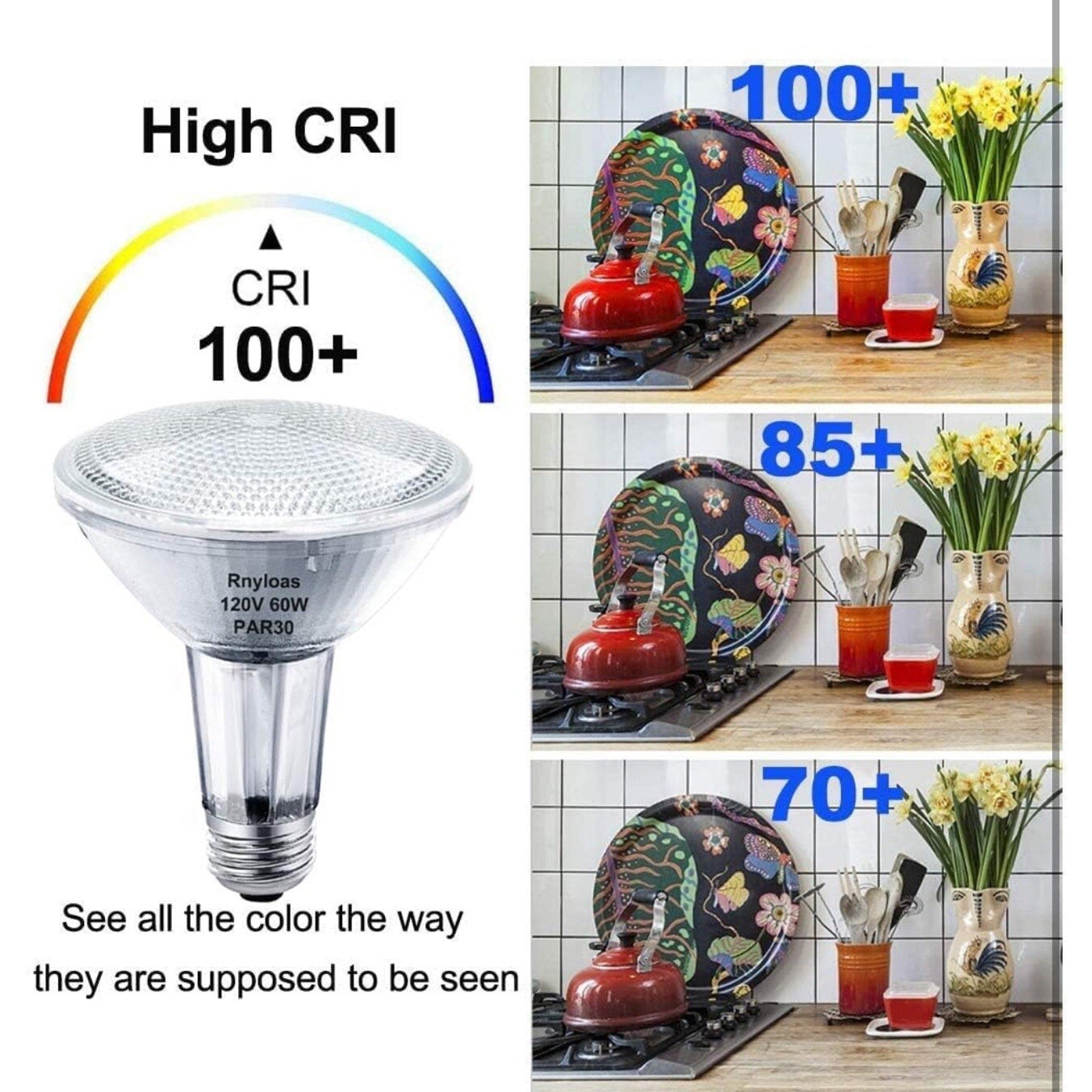 6 Pack PAR30 Long Neck Halogen Bulbs 120W Dimmable 3000K Warm White E26 Base