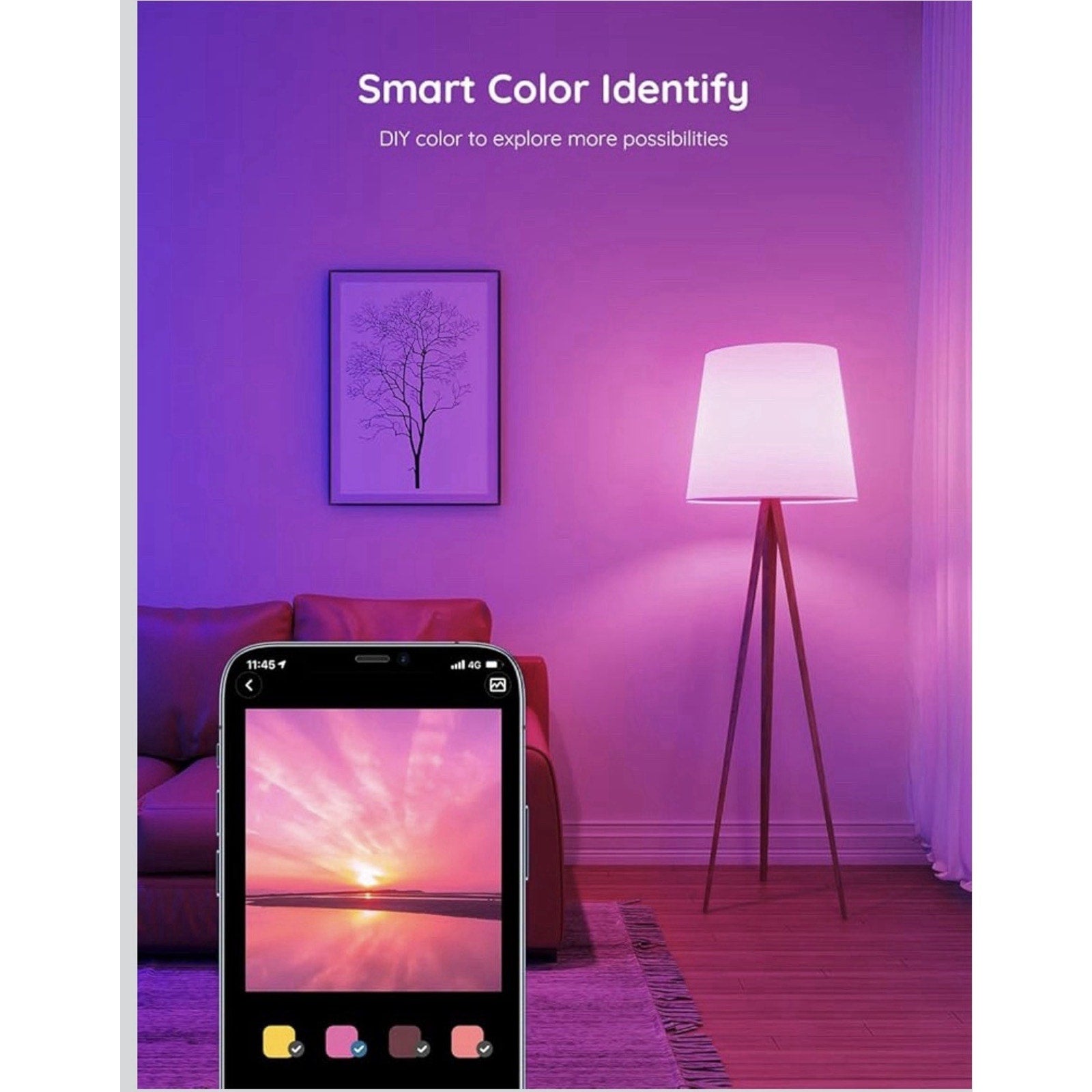 Govee Smart WiFi LED Light Bulbs 4 Pack RGBWW Color Changing Works w/ Alexa