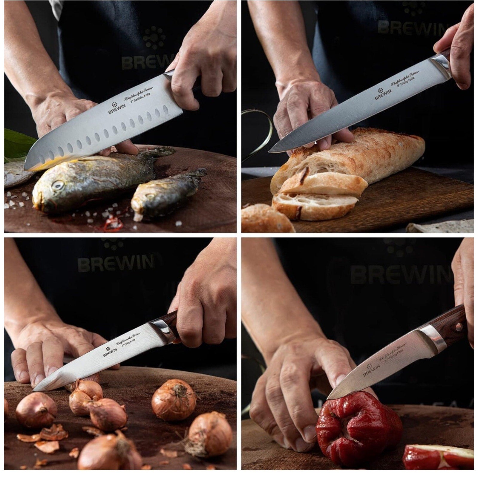 Brewin CHEFILOSOPHI Japanese Chef Knife Set, Stainless Steel, 5 PCS
