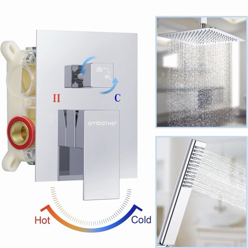 Rain Shower System Shower Faucets Sets Complete with Polished Chrome 10 Inch