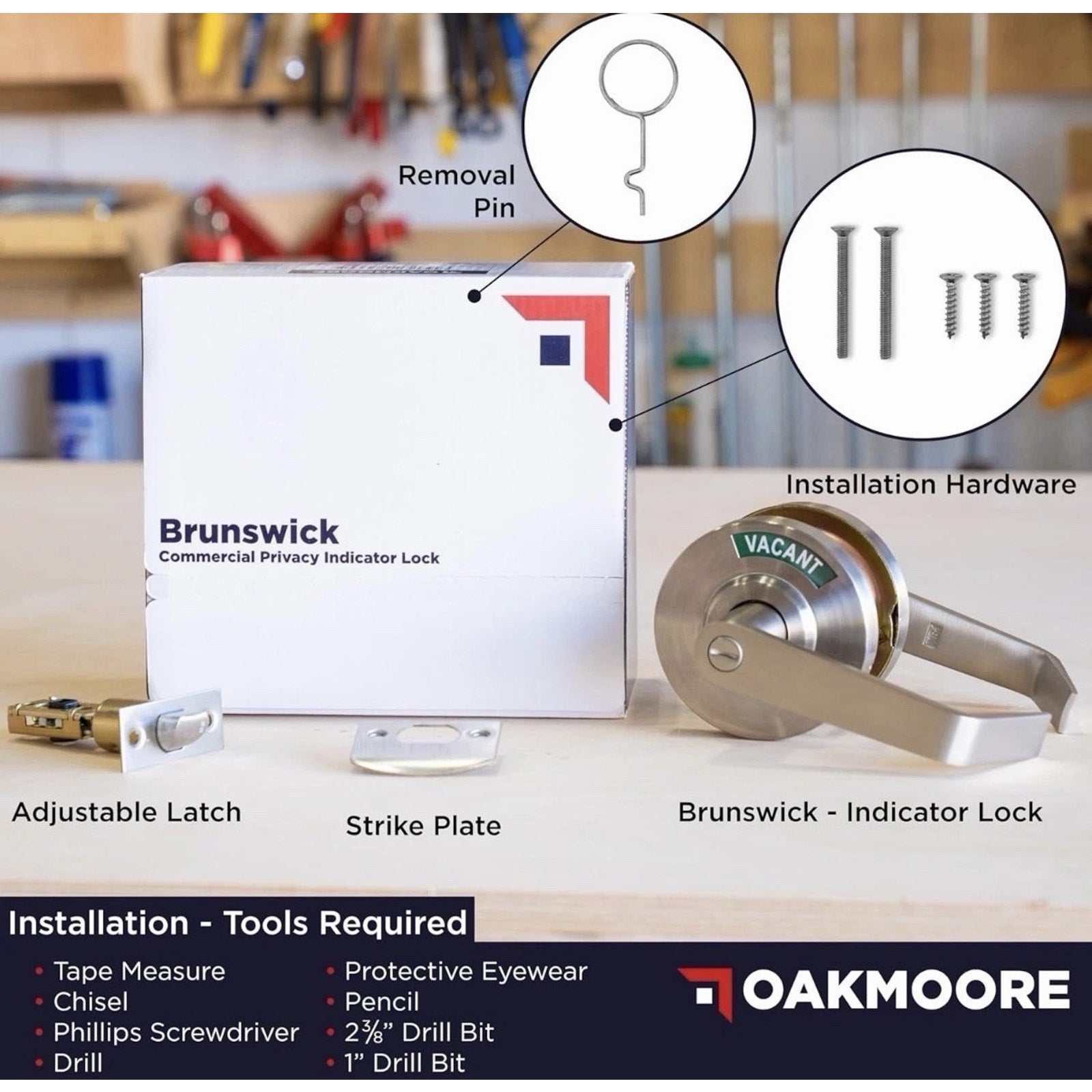 OAKMOORE Commercial Door Handle | Vacant Occupied & Commercial Restroom Lock