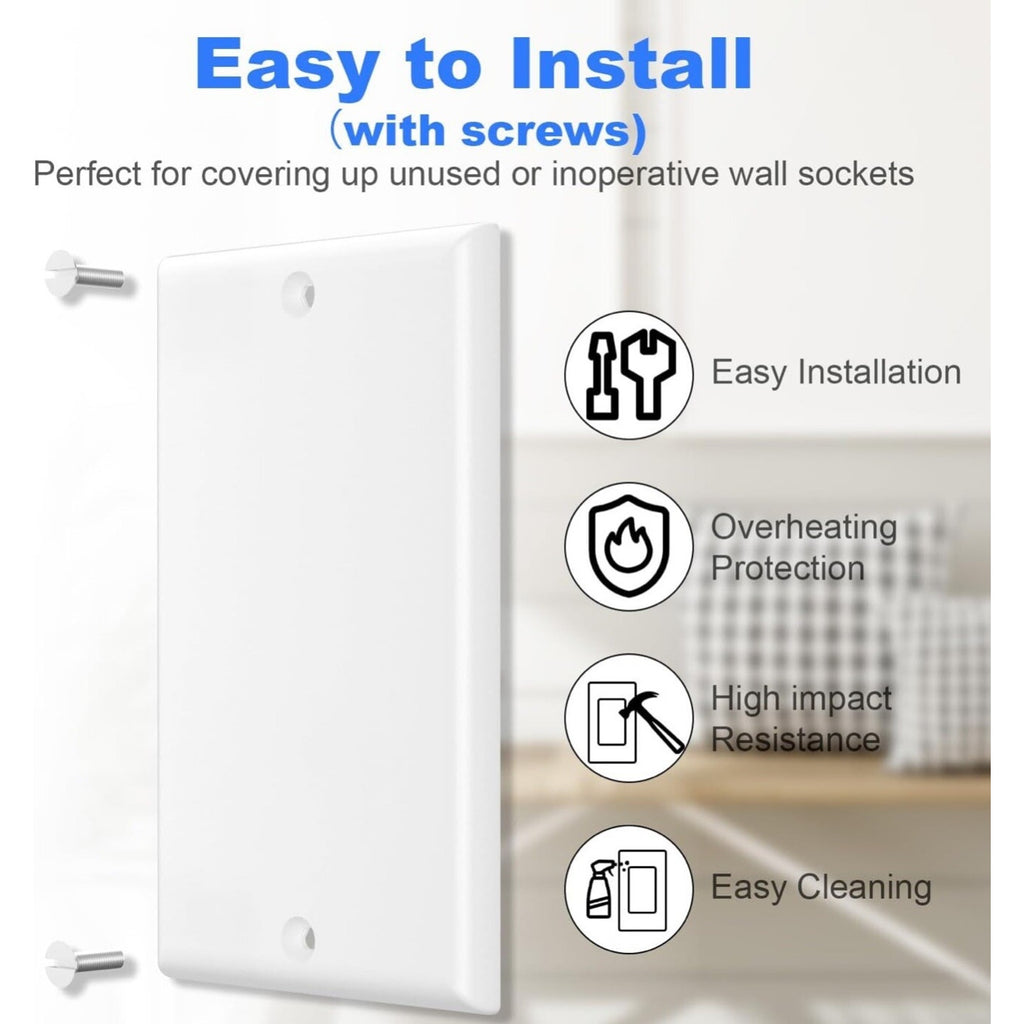 10 Packs Wall Plate White Single Blank No Device Outlet Cover