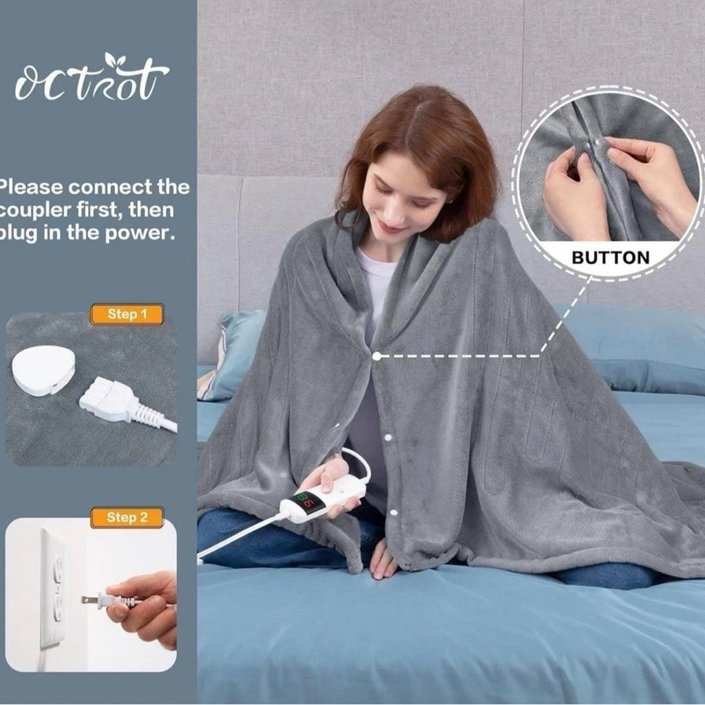 Electric Heated Blanket Throw 50'x62'' Fleece Heating Blanket Machine Wash