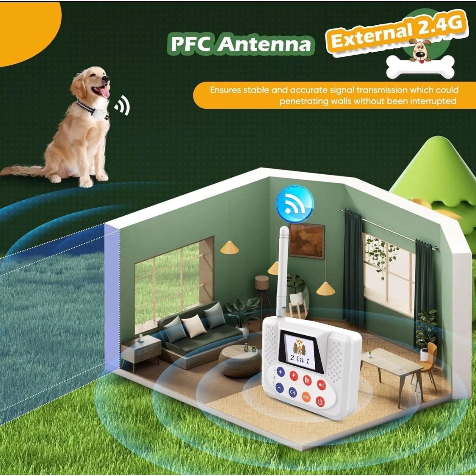 Wireless Dog Fence for 1 Dog, Electric Dog Fence with Training collar, Portable