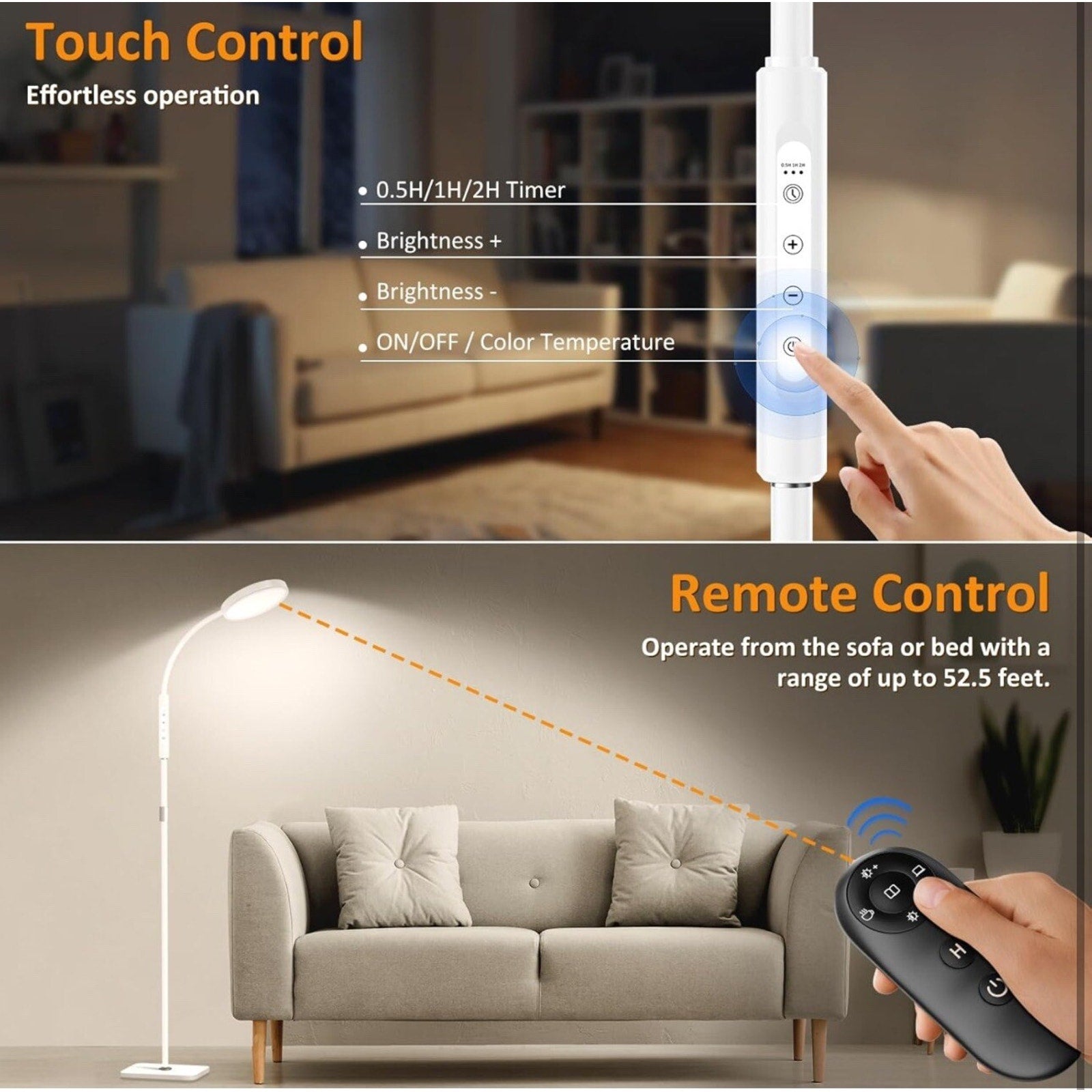 LED Floor Lamp, Height Adjustable Floor Lamps for Living Room, Super Bright