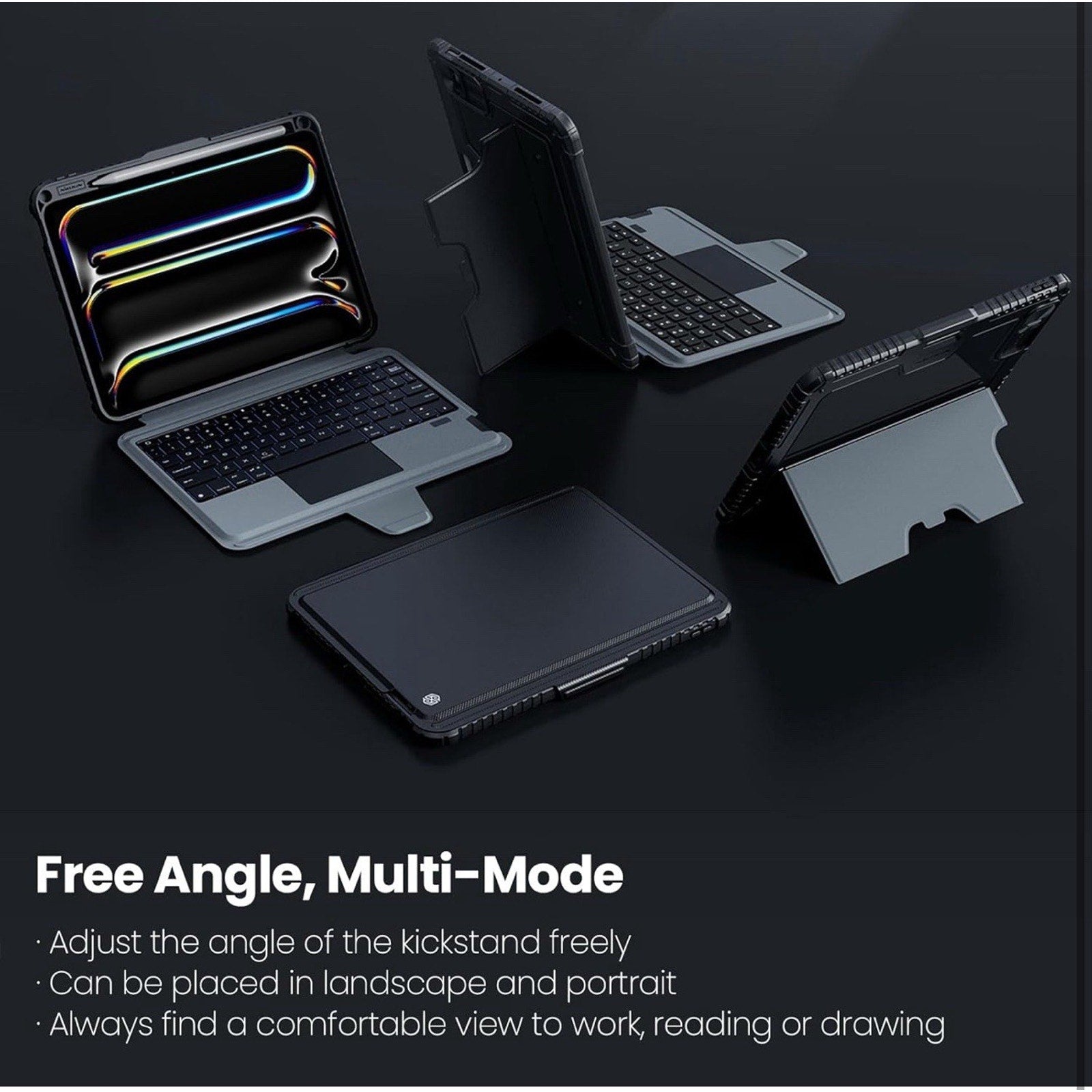 Nillkin iPad Pro 11 2024 Keyboard Case Magic Trackpad Backlit Rugged Black