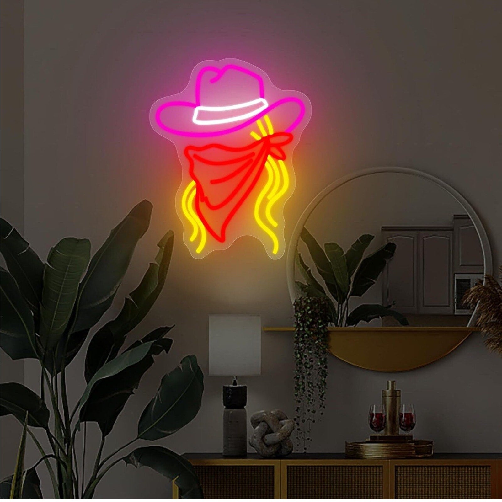 Cowgirl Neon LED Light Sign 15"x12.” Eco friendly in stock