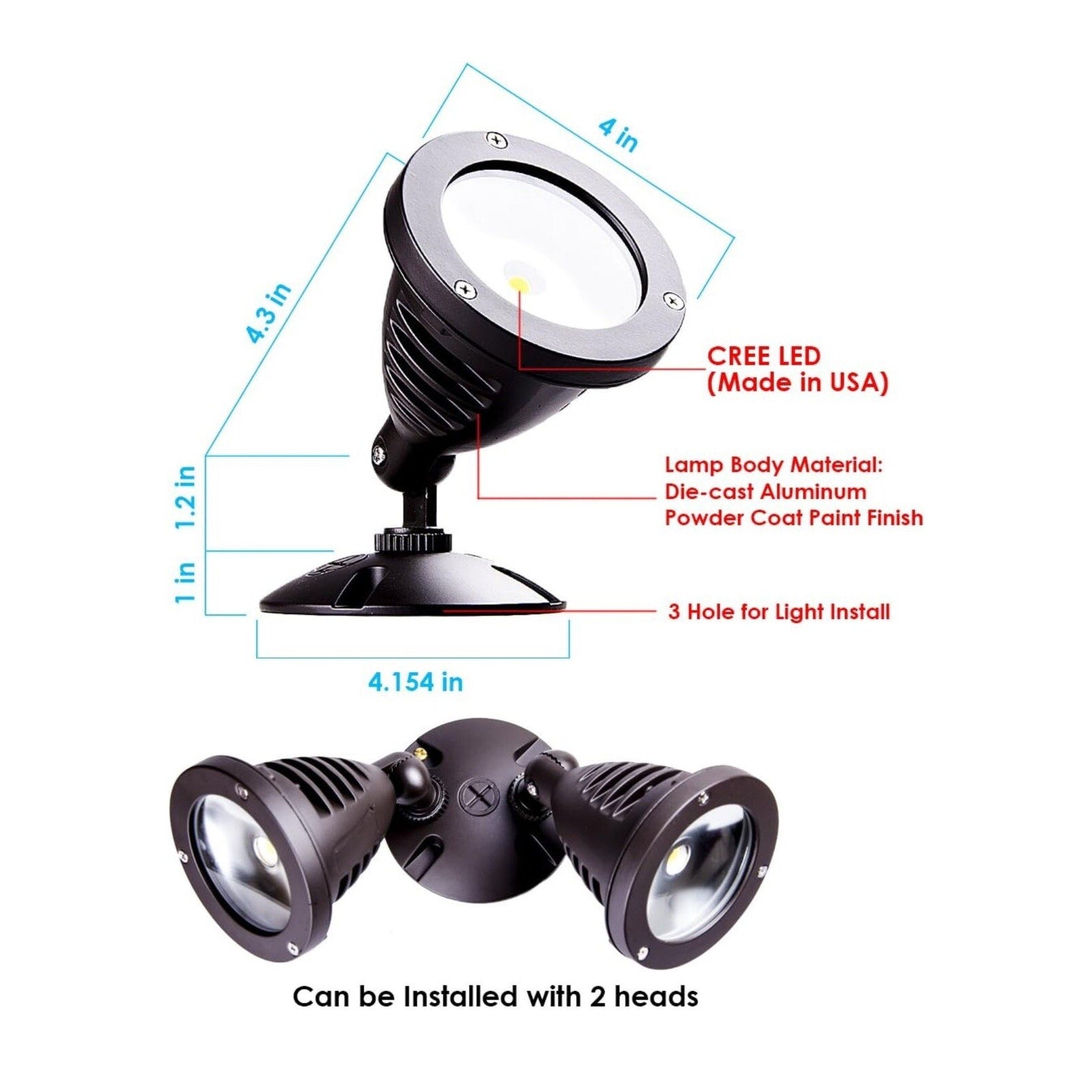 1100LM LED Flood Light, LED Outdoor Security Light, Exterior Flood Lights Fix...