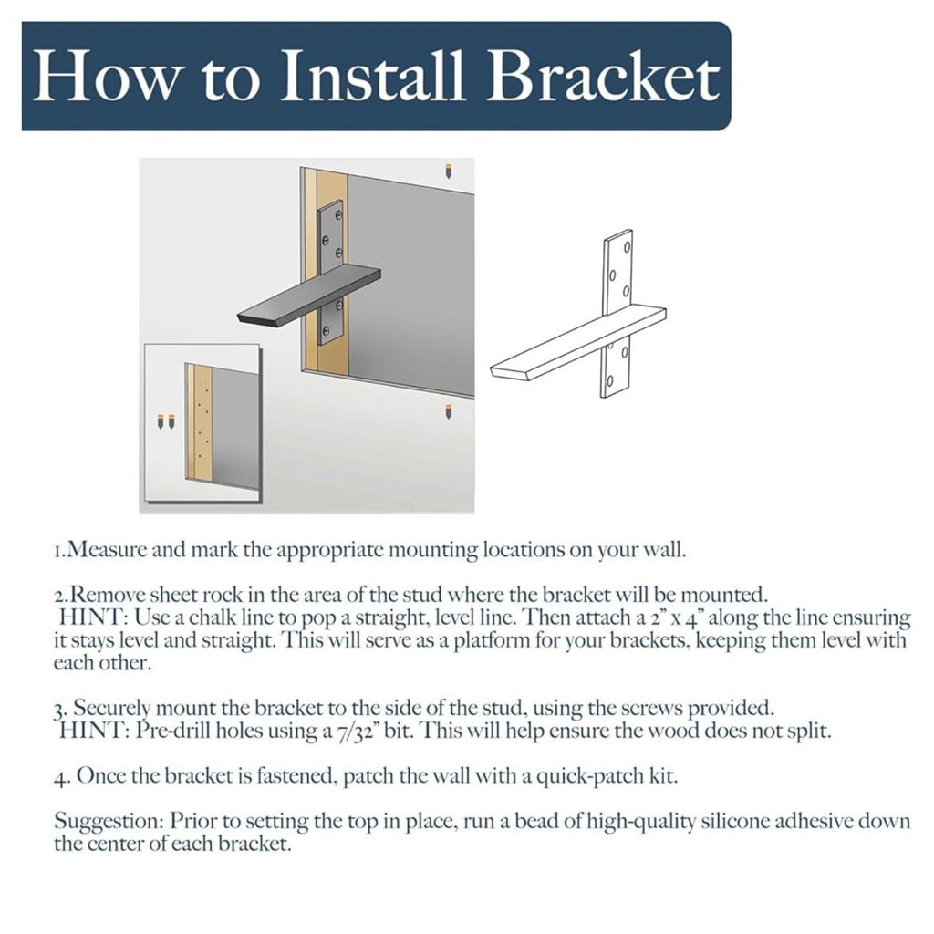 Floating Shelf Bracket 3/8" Thick Heavy Duty Shelf Brackets 4 12 Inch 4 PACK