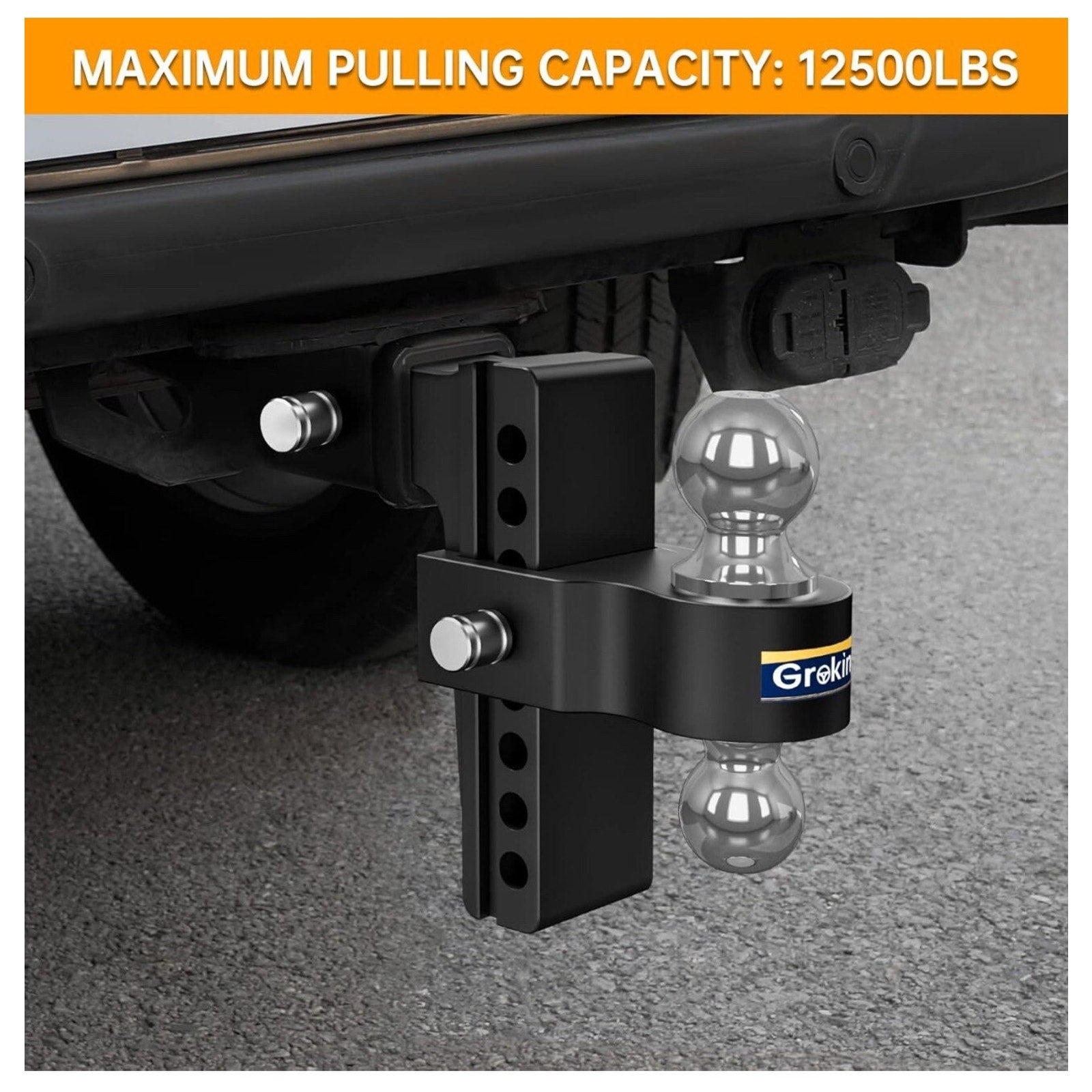 Trailer Hitch Fits 2 Inch Receiver, 6 Inch Adjustable Drop Hitch, 12,500 LBS
