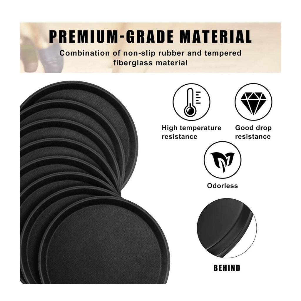 8 Pieces Restaurant Serving Tray, Non Slip Surface round Tray, Plastic Food Meal