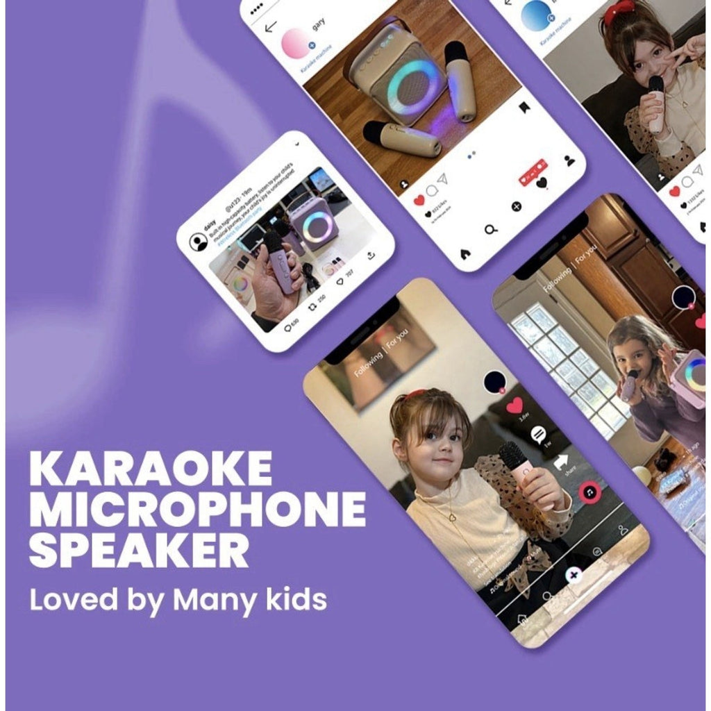Mini Karaoke Machine for Kids Adults, Portable Bluetooth Speaker with 2 mic