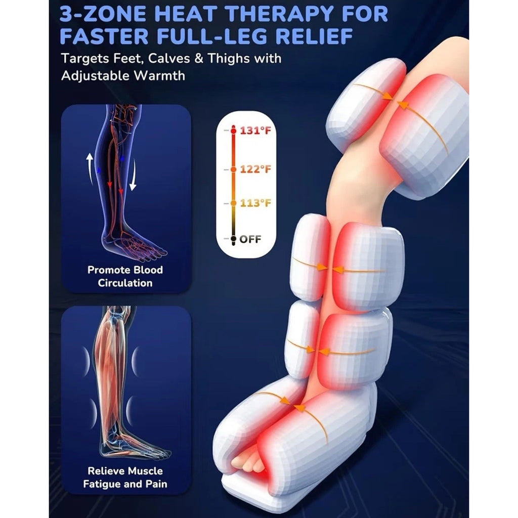 Leg Massager with Heat and Compression : Sequential Compression Boots 6 Modes