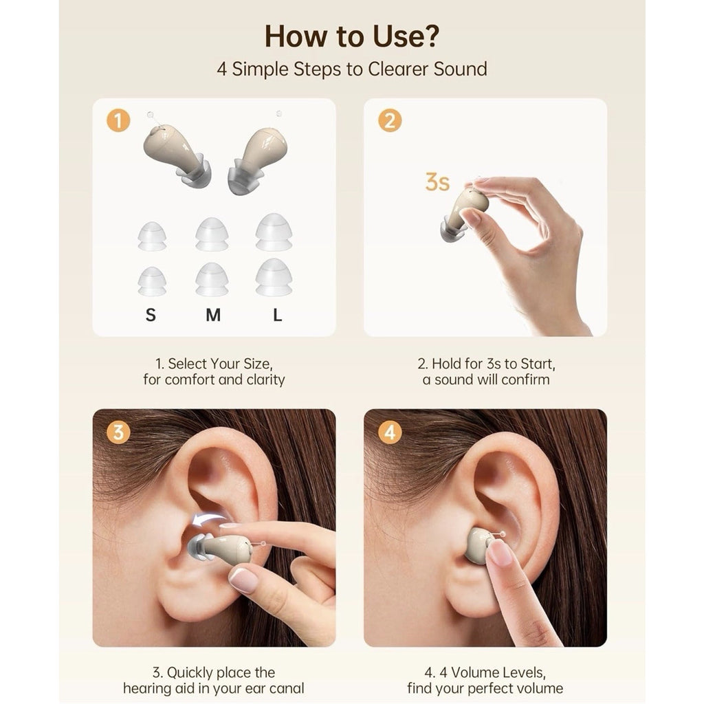 Digital Hearing Aids For Seniors OTC Adults Rechargeable With Noise Cancelling