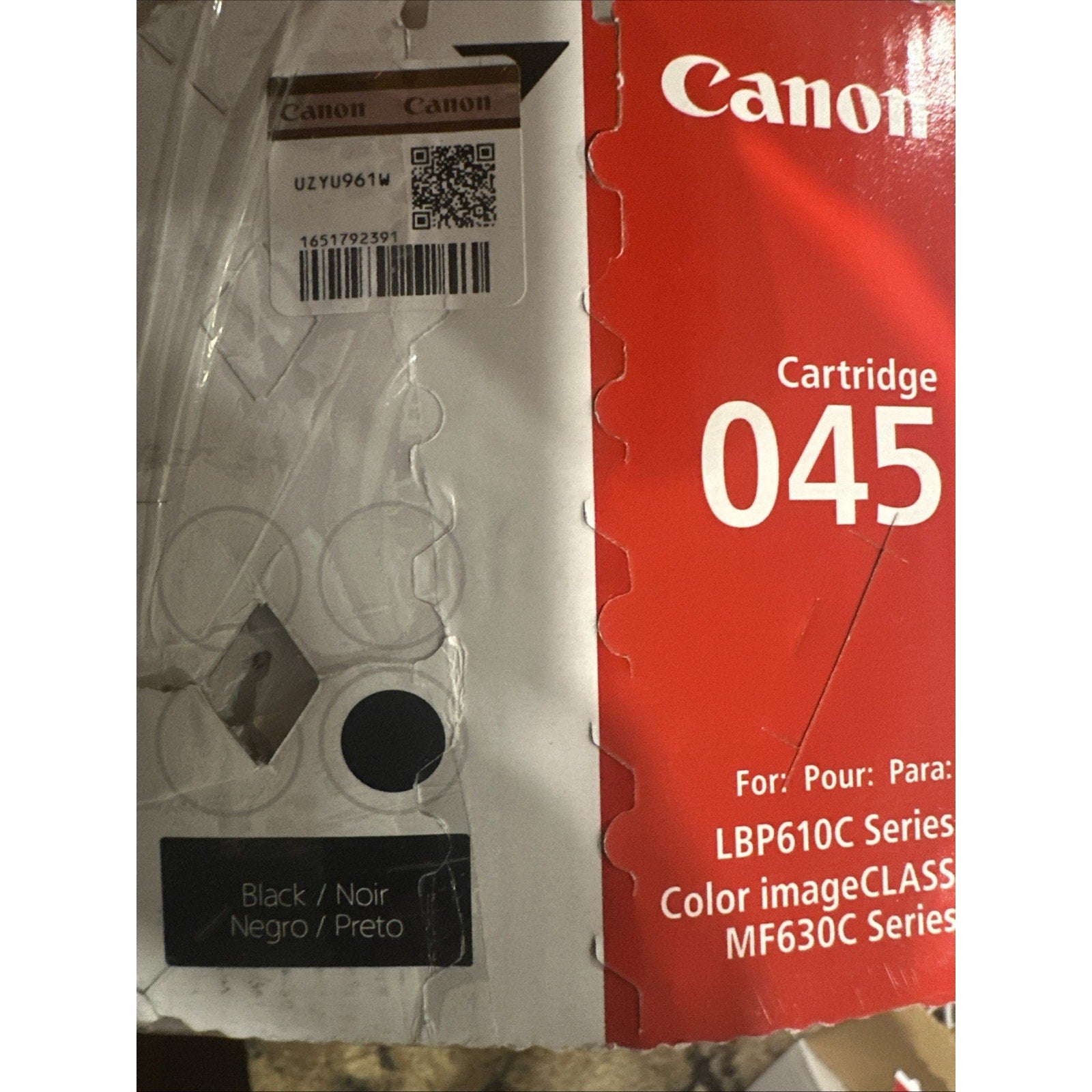 Canon Genuine 045 (045) Black Laser Toner Cartridge for LBP610C MF630C