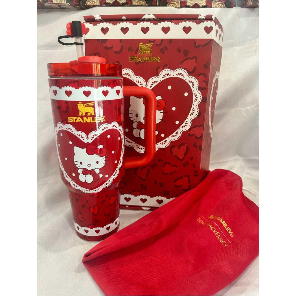 40oz Stanley FlowState tumbler limited edition LoveShackFancy x Hello Kitty Red