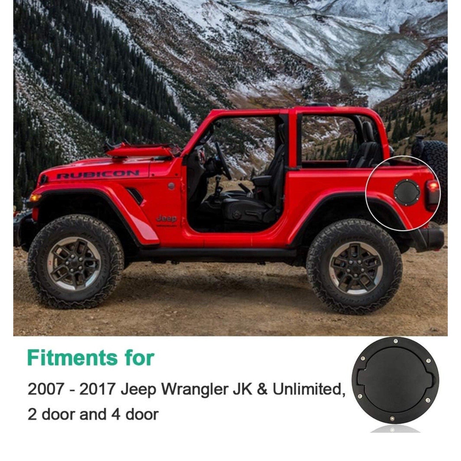 Gas Fuel Tank Lid Cover Fit Jeep Wrangler JK Unlimited 2007-2018