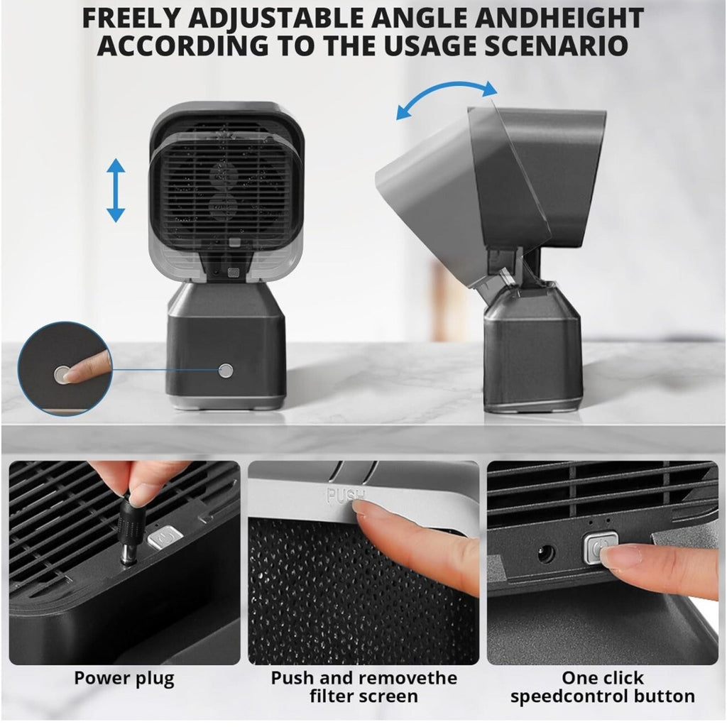 Kitchen Exhaust Fan with Adjustable Angle Height & 3 Detach Portable Range Hood