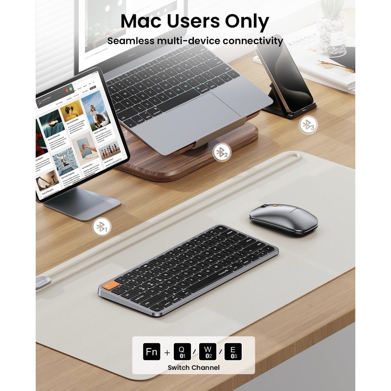 Protoarc Multi-Device Backlit Mac Keyboard And Mouse Combo Model KM90-A