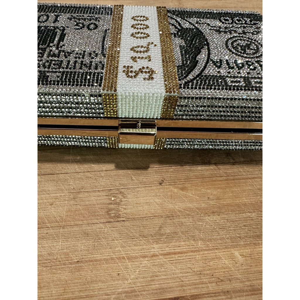 Rhinestone Money Evening Clutch Bag Creative Fashion Purse $10,000 Stack Bags