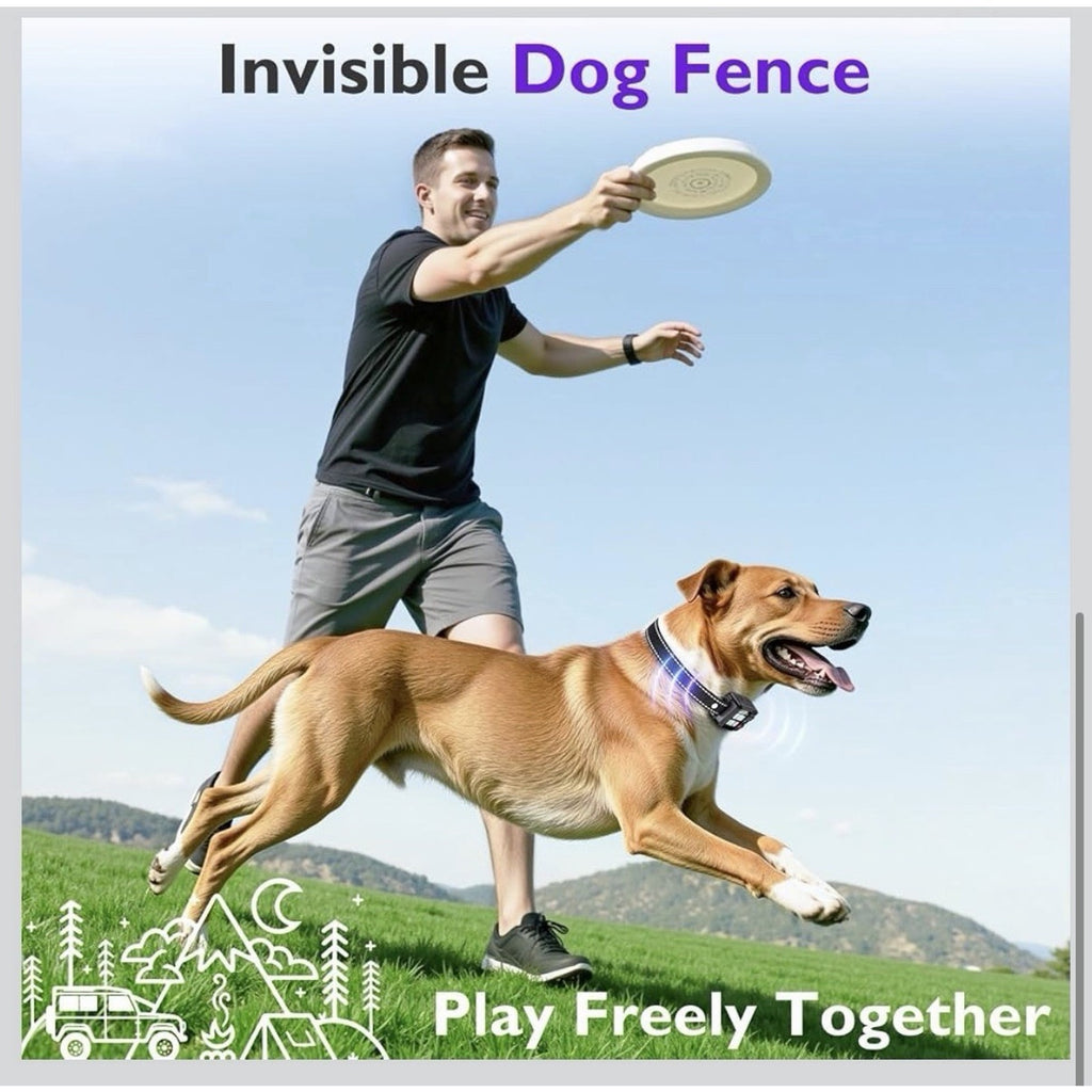 GPS Wireless Dog Fence System, Circular Electric Fence for Dogs Adjustable Range
