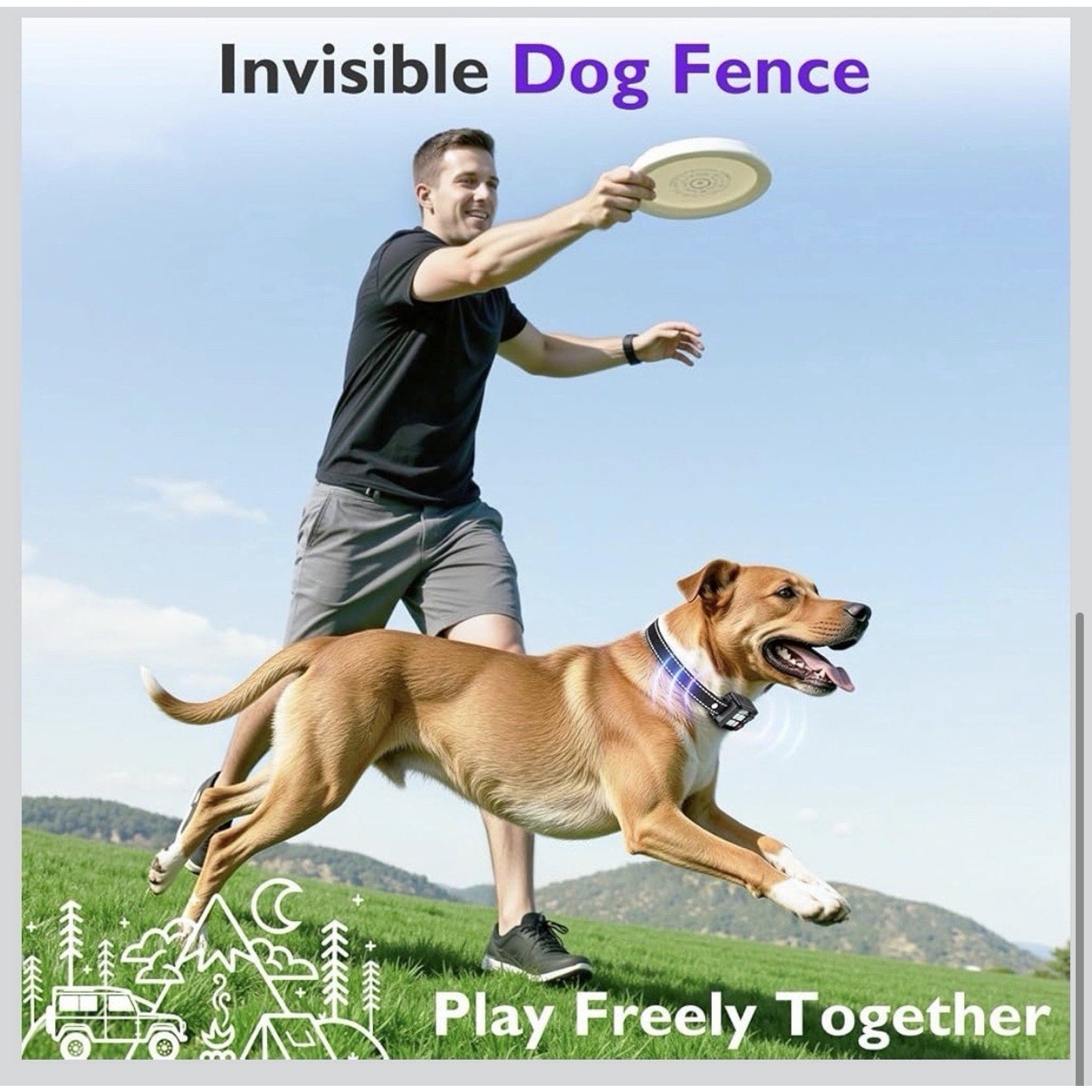 GPS Wireless Dog Fence System, Circular Electric Fence for Dogs Adjustable Range