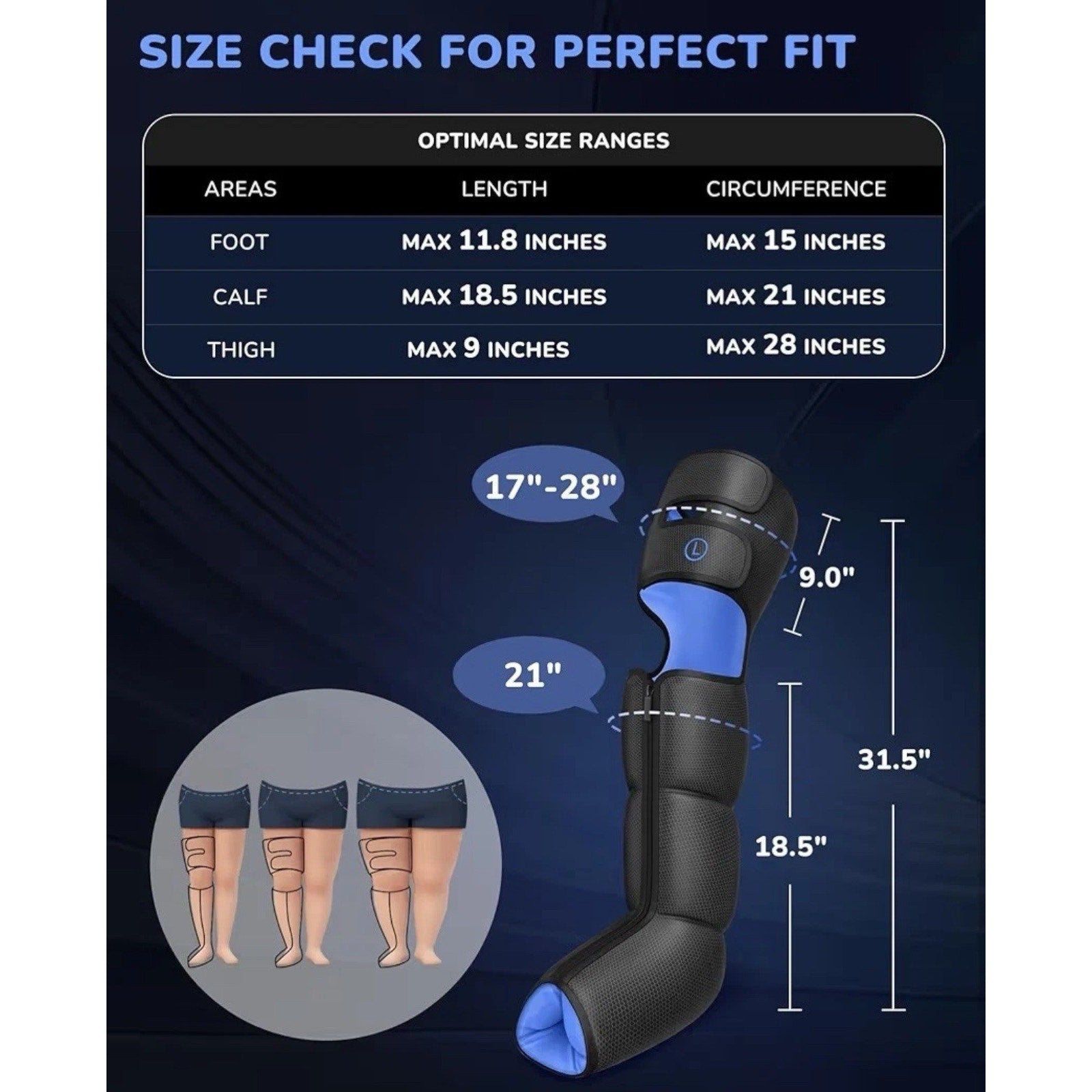 Leg Massager with Heat and Compression : Sequential Compression Boots 6 Modes