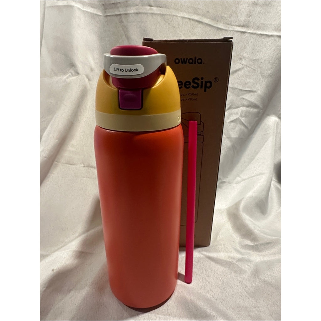 Owala insulated water bottle with a built-in straw. Citrus Crush 32oz