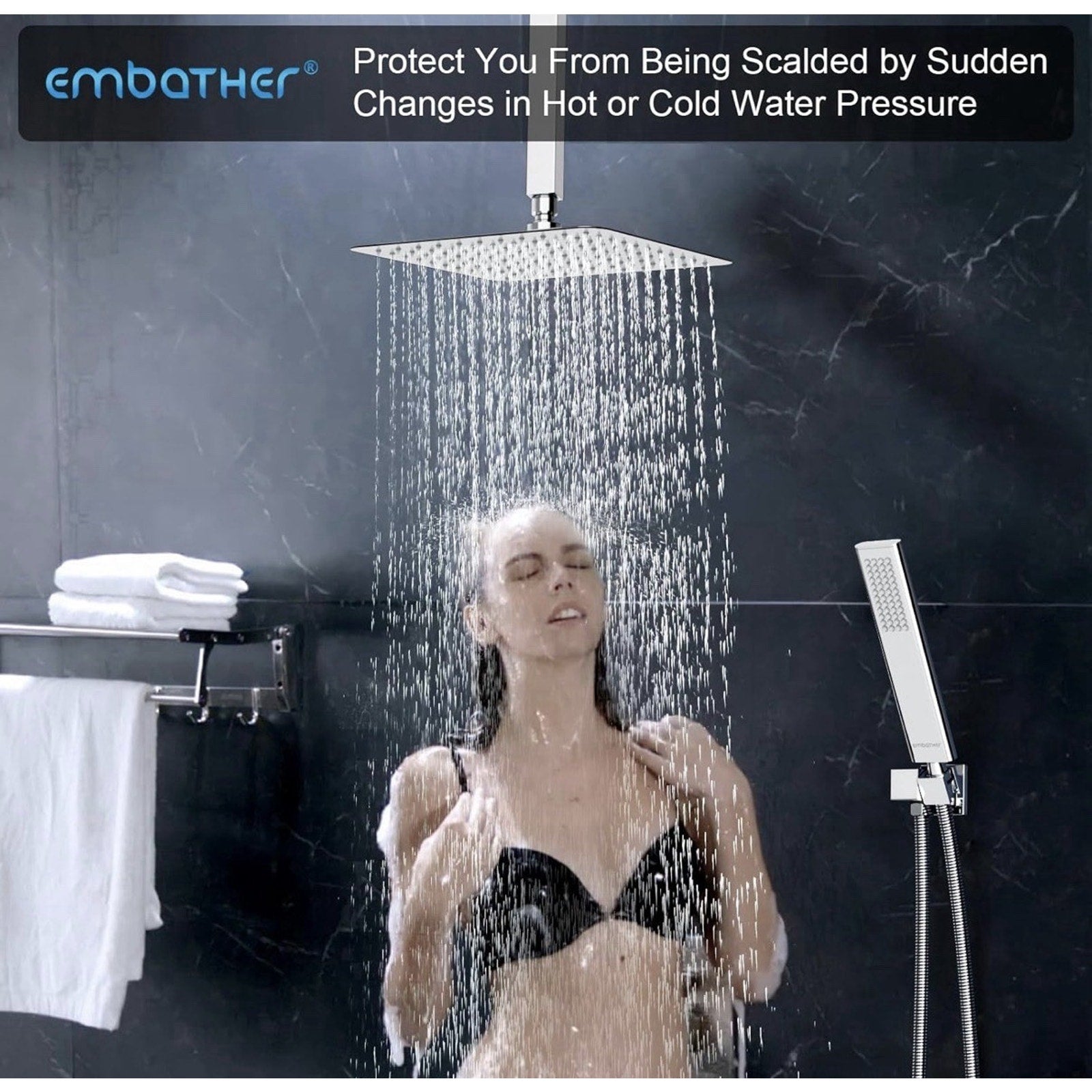 Rain Shower System Shower Faucets Sets Complete with Polished Chrome 10 Inch