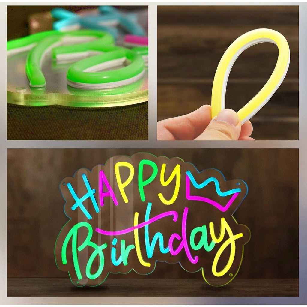 Large Happy Birthday Neon Sign for Birthday Party, Happy Birthday Light Style