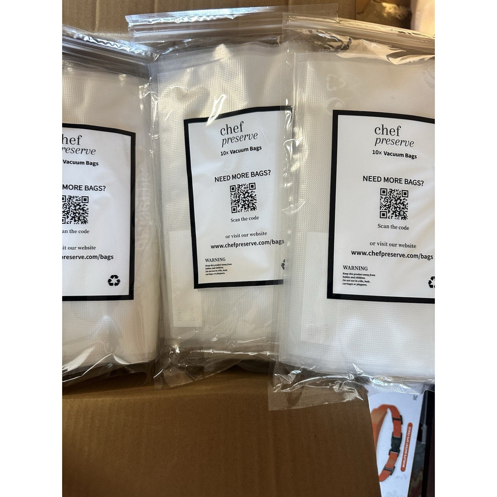 Chef Preserve Compact Vacuum Sealer Reusable Food Vacuum Bags - 30 Medium Bags