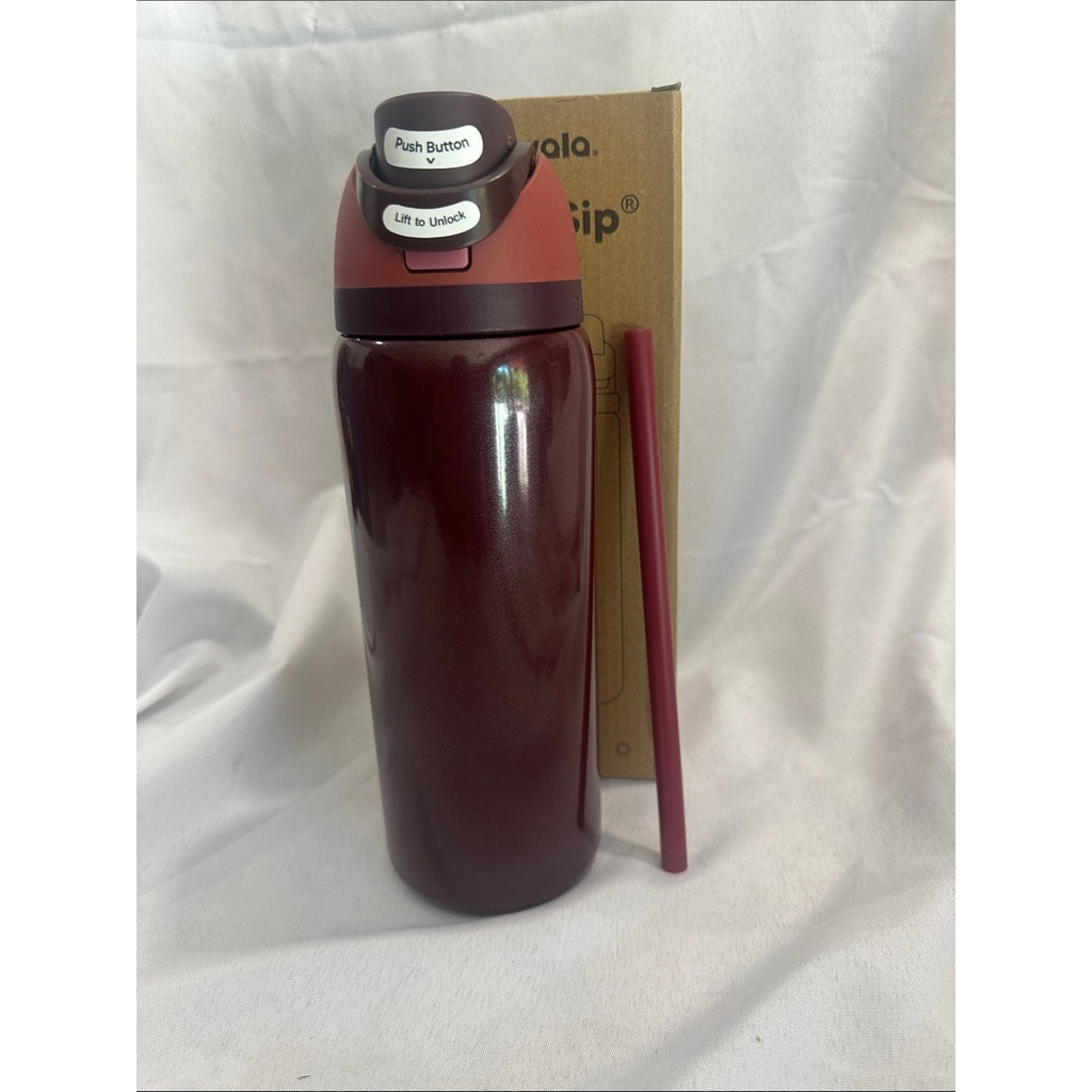 Owala insulated water bottle with a built-in straw. Burgundy 32oz