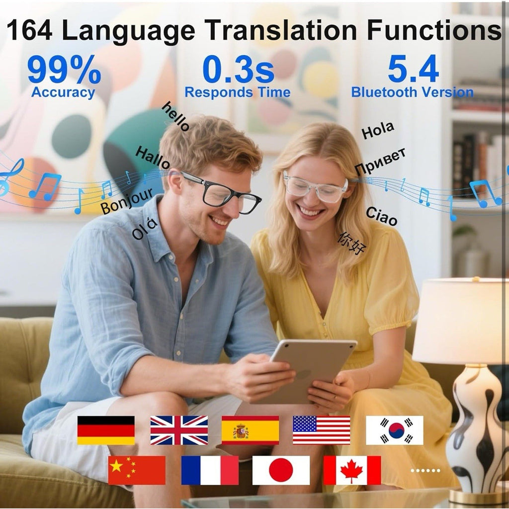 AI Translation Smart Glasses with Chat GPT for Men and Women, Bluetooth
