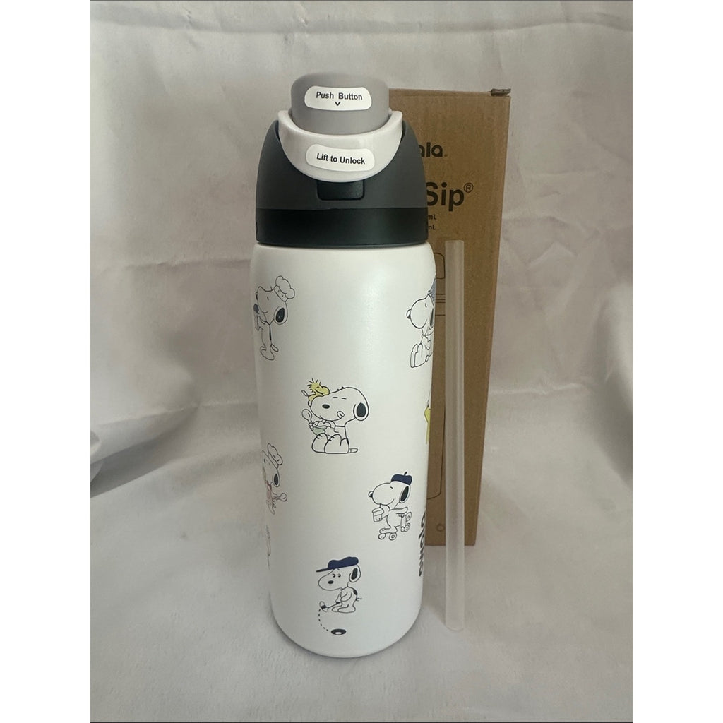 Custom Engraved Owala FreeSip Snoopy White 32 oz