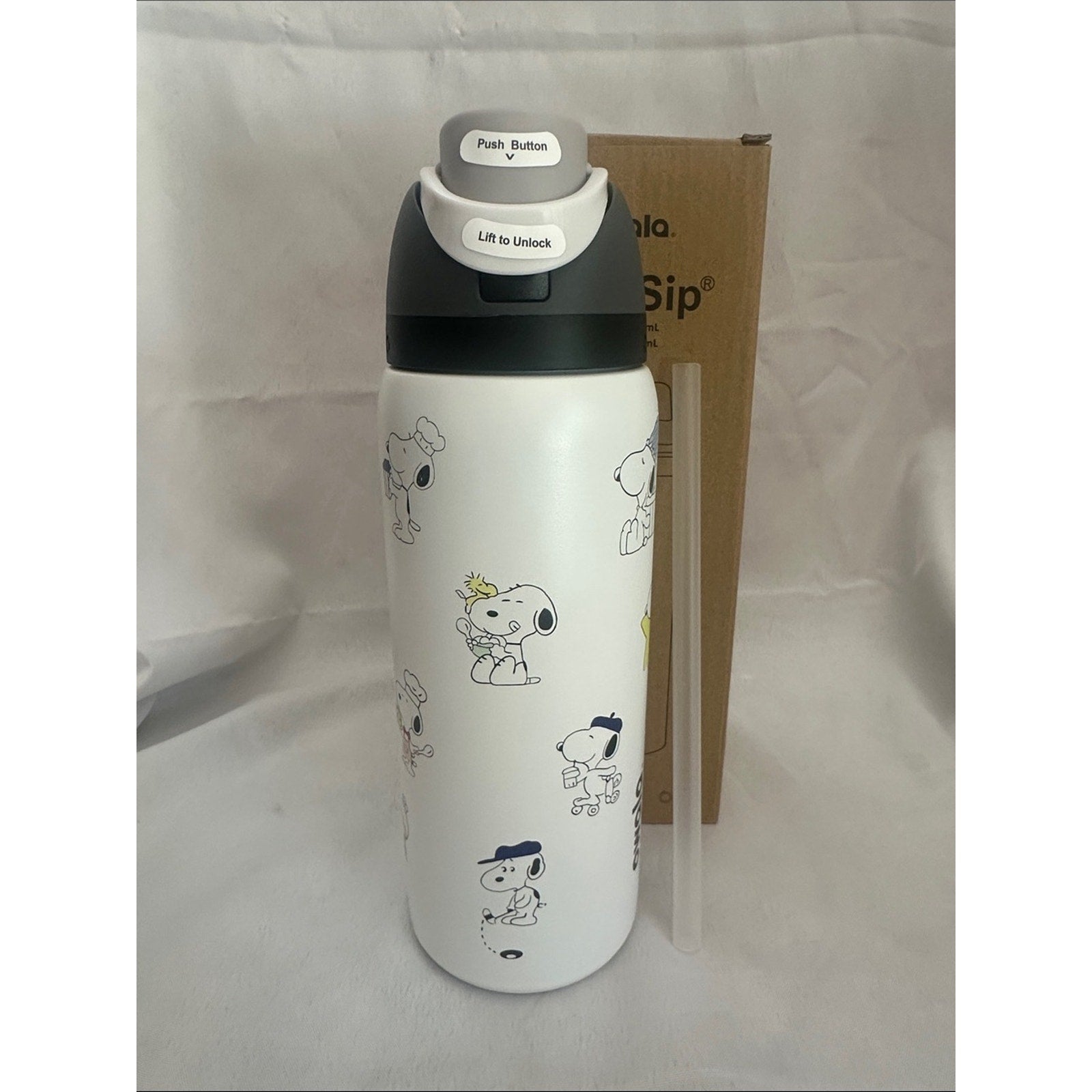 Custom Engraved Owala FreeSip Snoopy White 32 oz