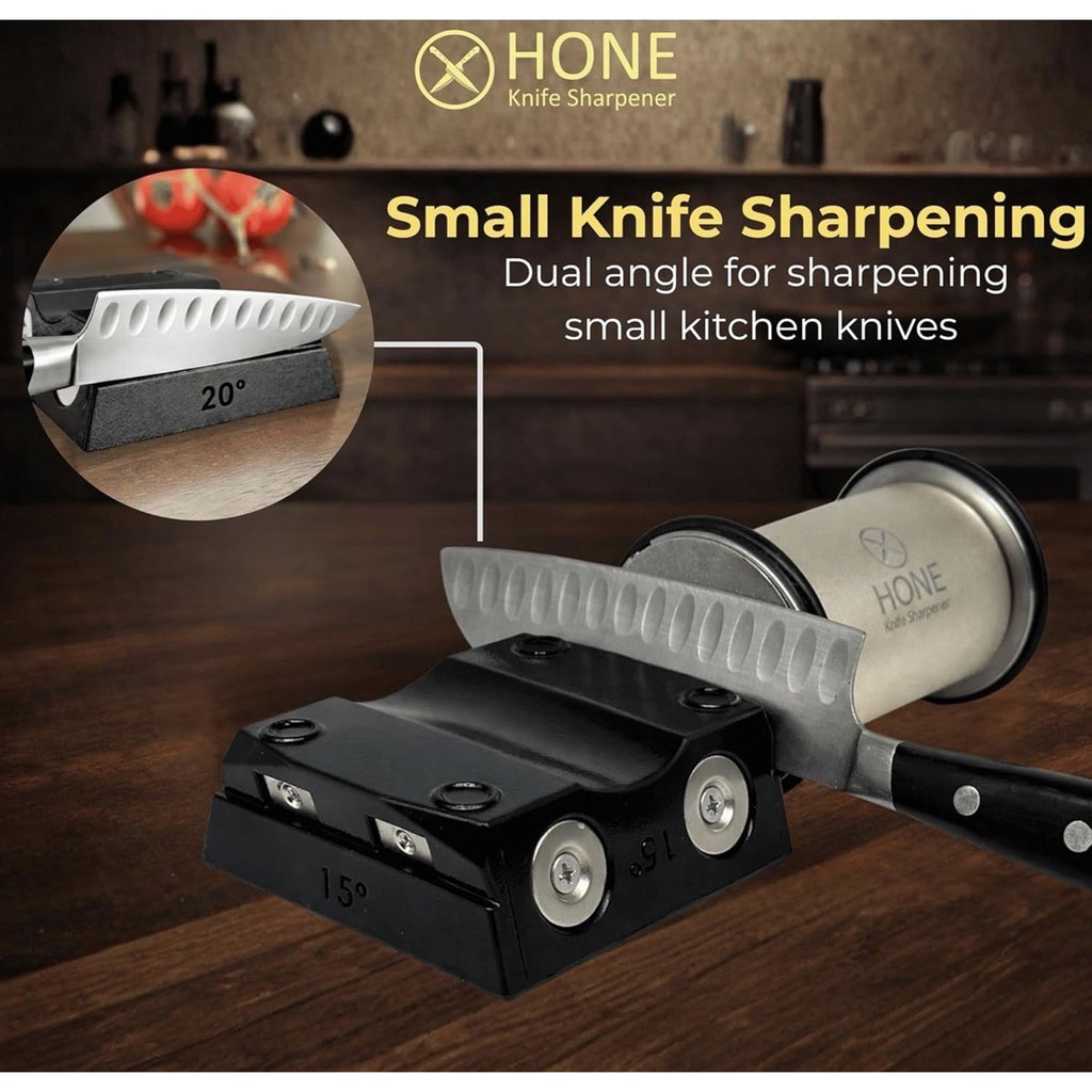 Rolling Knife Sharpener w/ Ball Bearings - Dual-Sided Diamond Plates, 20°/15°