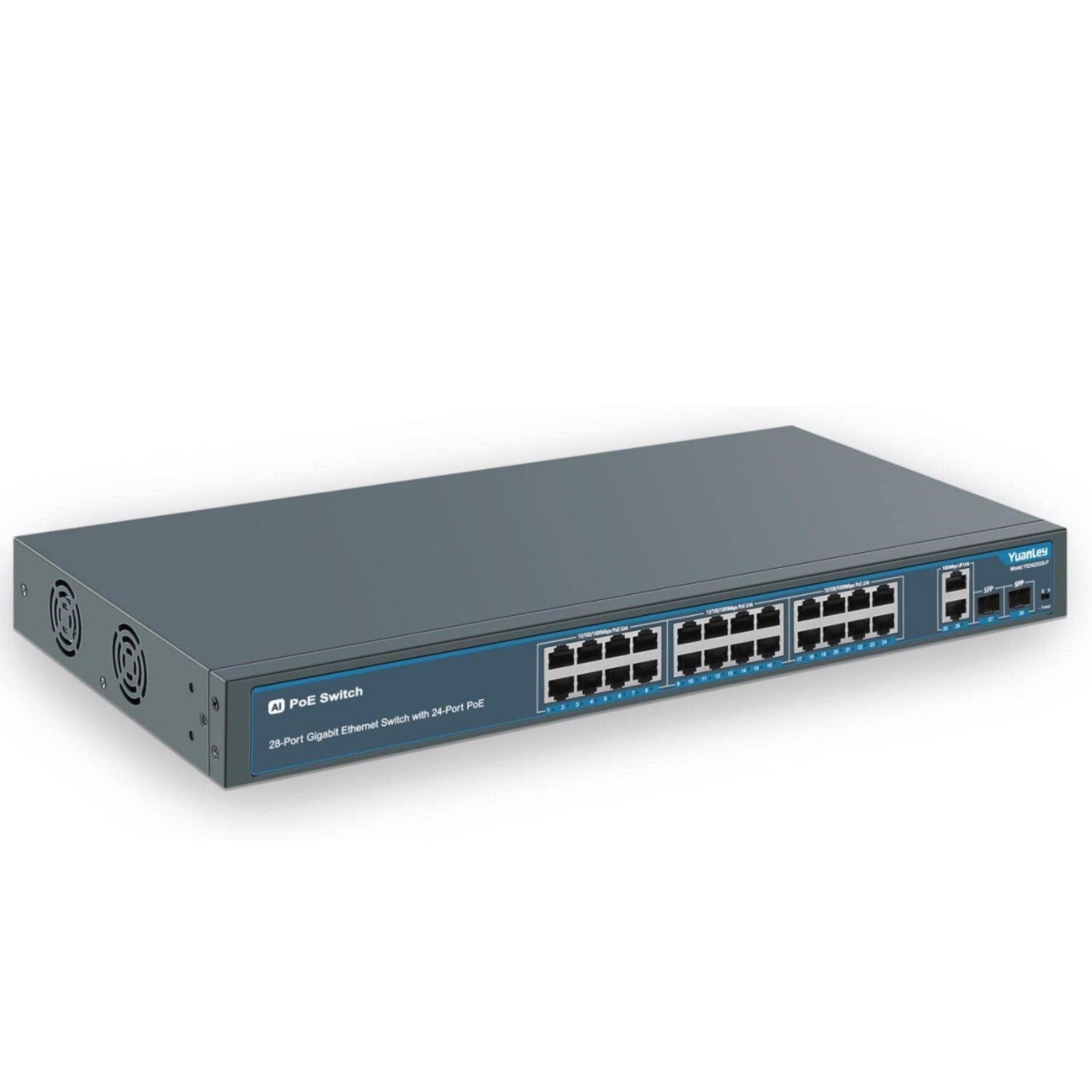 24 Port Gigabit Ethernet PoE Switch with 2 Uplink Gigabit Port & 2 SFP Port...