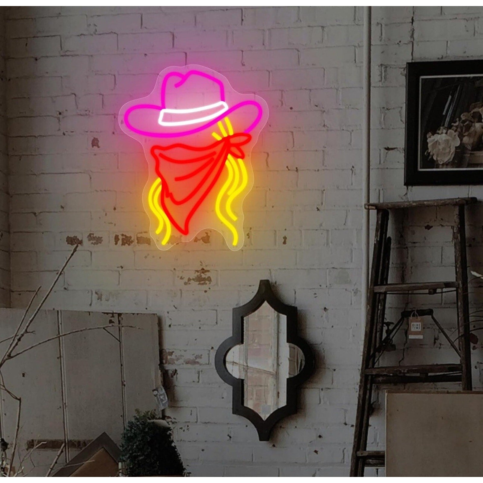 Cowgirl Neon LED Light Sign 15"x12.” Eco friendly in stock