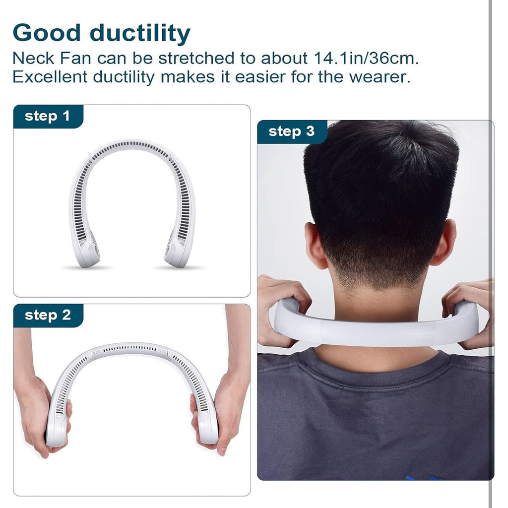 Portable Neck Fan,Hands Free Bladeless Fan, Cooling Personal Fan 3 Speed