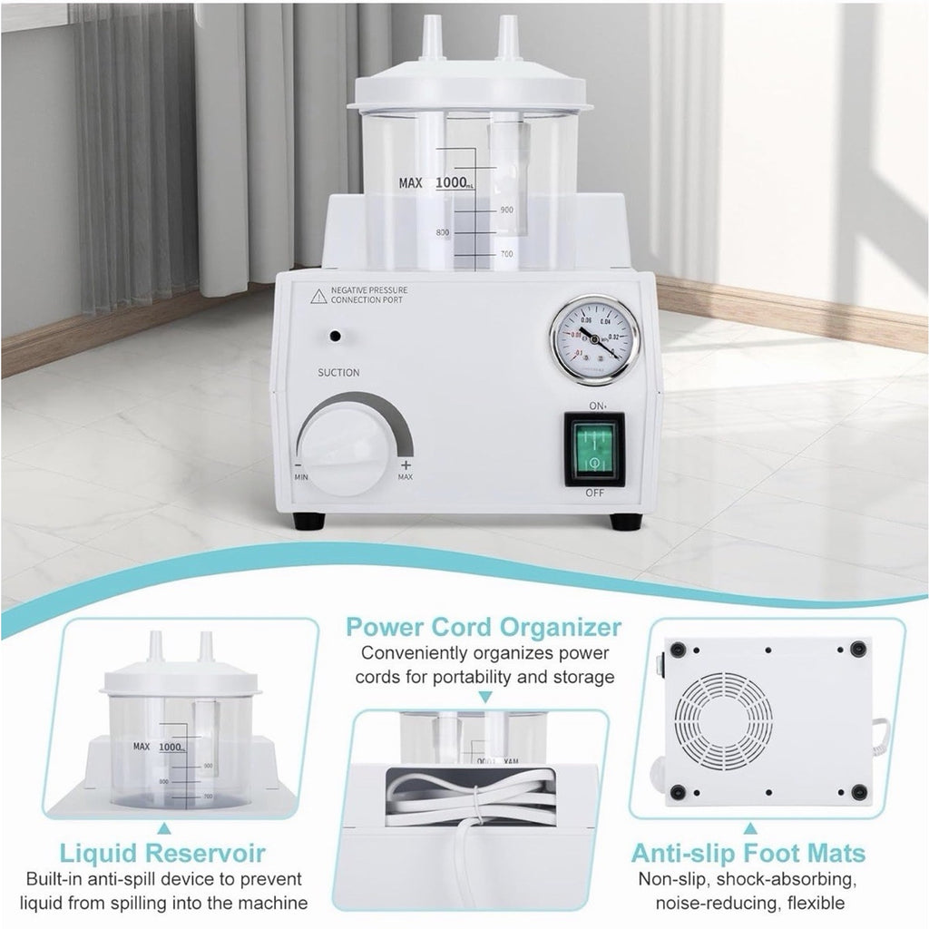 Portable Veterinary Suction Machine for Home Use - 1000ml Capacity, 110V