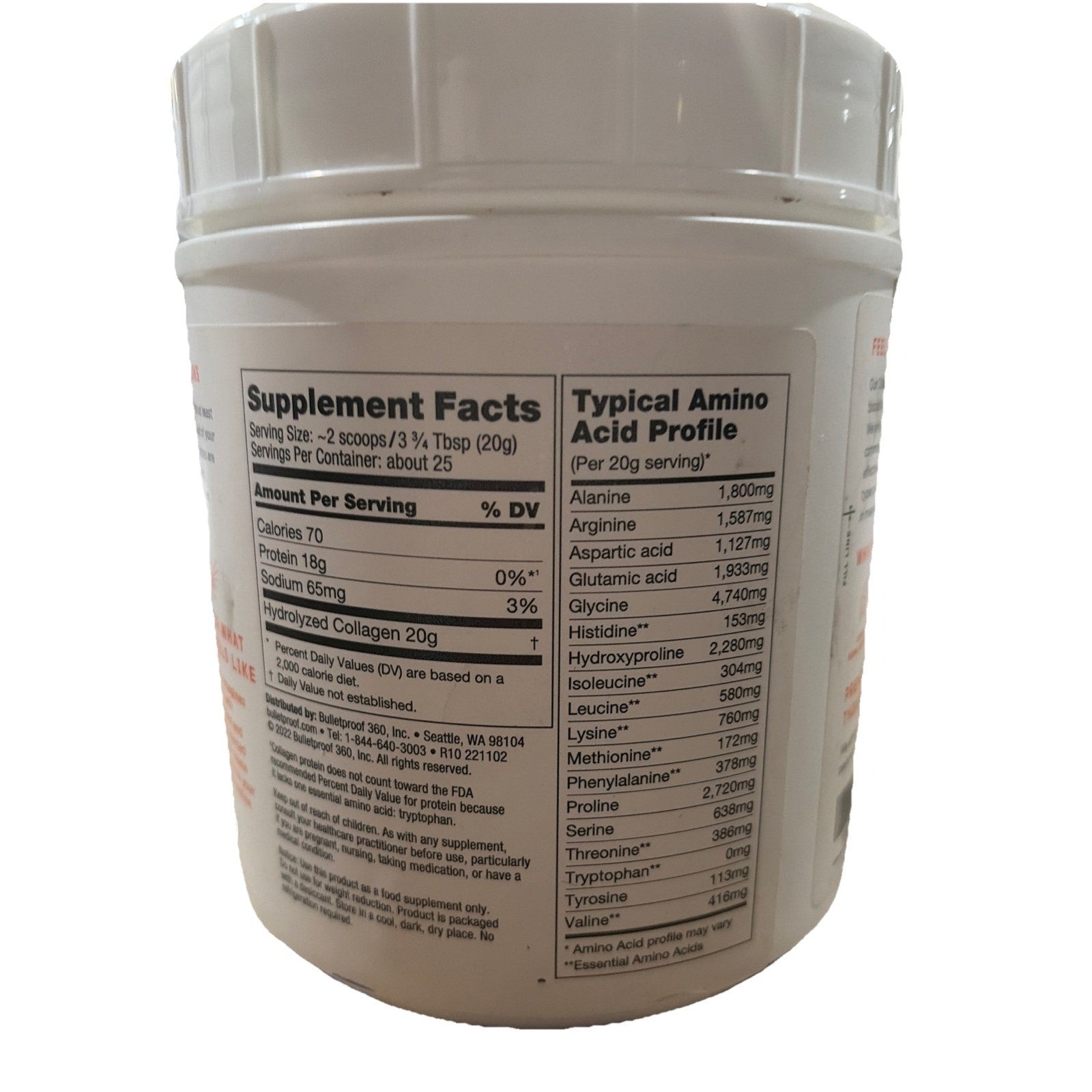 BULLETPROOF COLLAGEN PEPTIDES- 25 SERVINGS 17.6 Oz BB 6/27