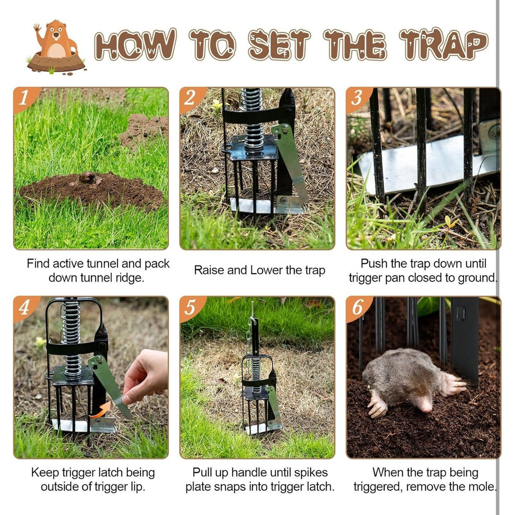 Qualirey 1 Pc Mole Trap for Lawns, Spear Style Mole Killer for Garden Yard
