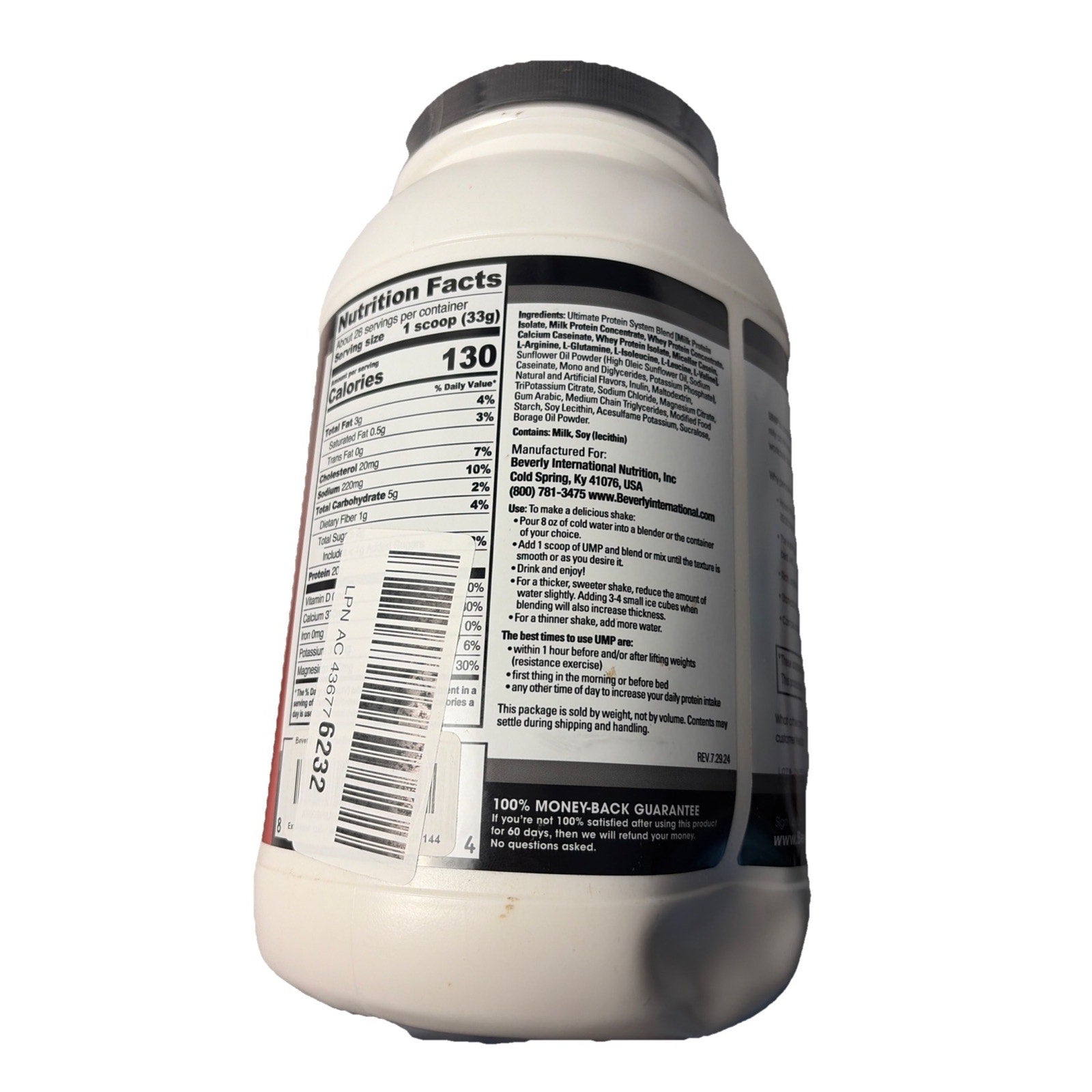 Beverly International - UMP Vanilla 80:20 Casein Whey Blend 32.8oz 930g