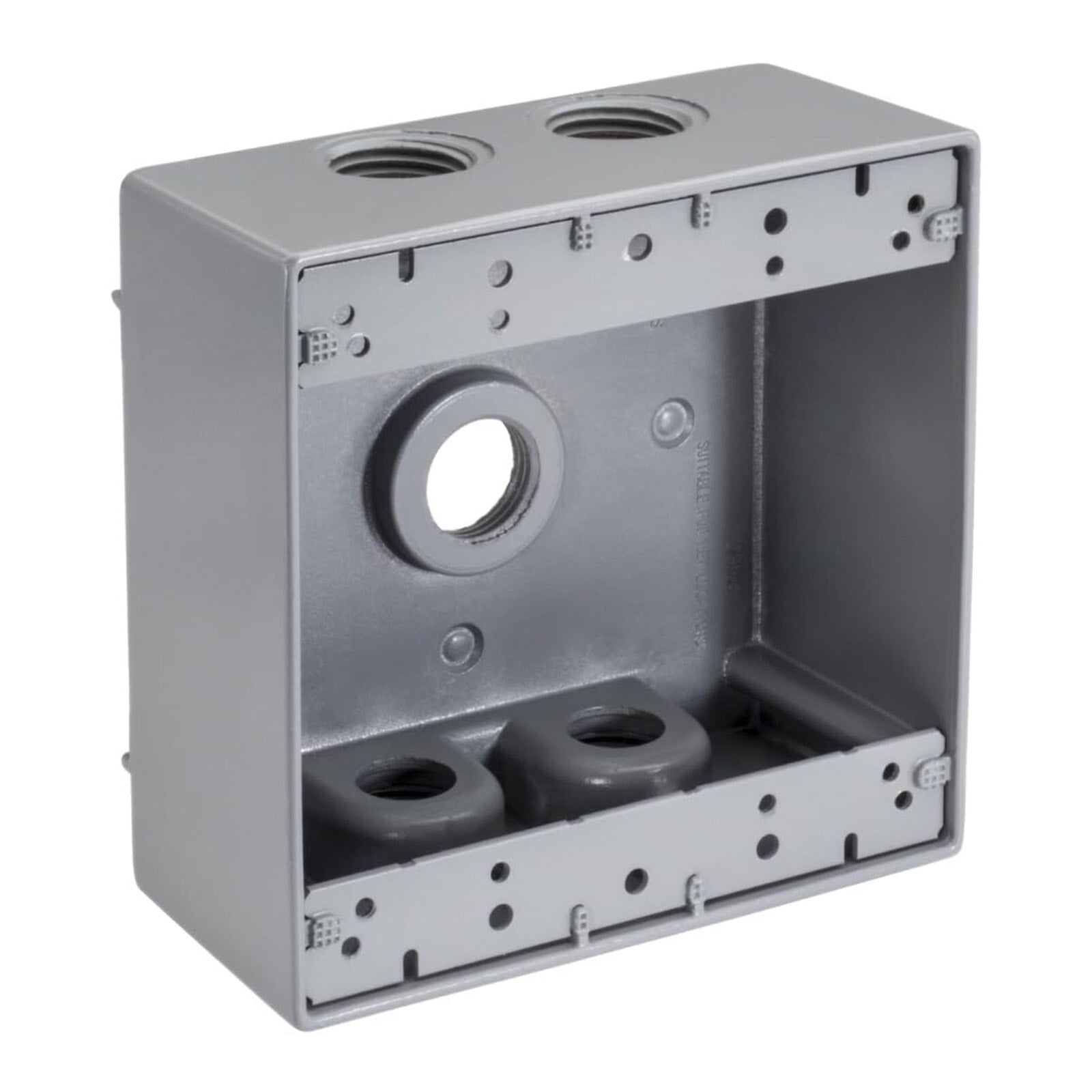 TOPAZ 1/2" 5 Hole Double Gang Weatherproof Box, Gray