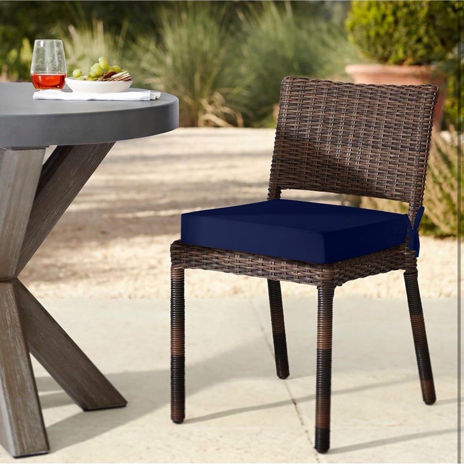 Navy, Square Outdoor Cushion for Patio Furniture with Removable Cover 8x9x3