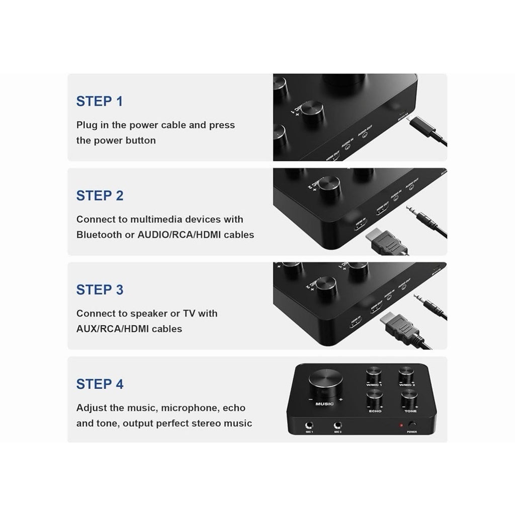 Rybozen Wireless Microphone Karaoke Mixer System, Dual Wireless Microphones
