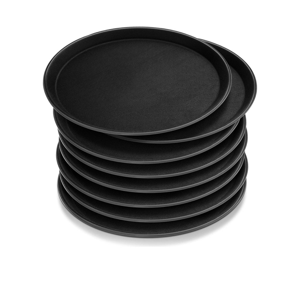 8 Pieces Restaurant Serving Tray, Non Slip Surface round Tray, Plastic Food Meal
